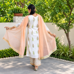Block Printed Fresh Peach Kurta Set - Image 3