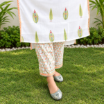 Block Printed Fresh Peach Kurta Set - Image 4