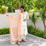 Block Printed Fresh Peach Kurta Set - Image 2