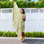 Olive Green Chanderi Silk Kurta Set - Image 4