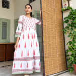 Floral Block Printed Dress by Ethnic Crafts