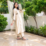 Beige Color Chanderi Silk Kurta Set - Image 3