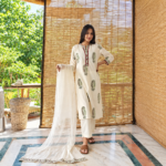 Butter Color Cotton Mughal Block Printed Kurta Pant Set With Dupatta - Image 3