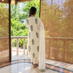 Butter Color Cotton Mughal Block Printed Kurta Pant Set With Dupatta - Image 4