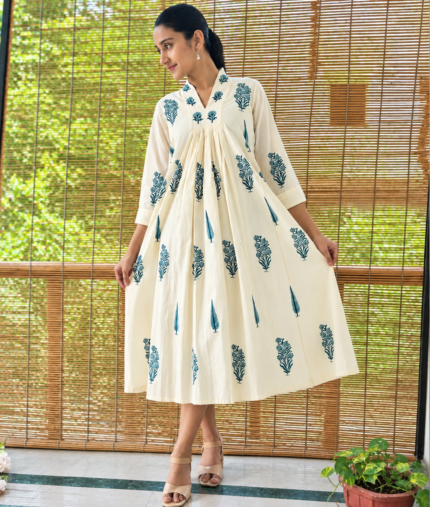 Mughal Block Printed Dress by Ethnic Crafts