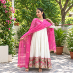 White Hand Block Printed Tiered Dress