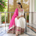 White Hand Block Printed Tiered Dress - Image 3
