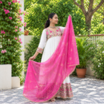 White Hand Block Printed Tiered Dress - Image 2