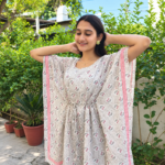 Women Block Printed Short Kaftan/ Bathrobe/ Beach Cover Up Night - Image 3
