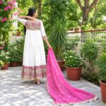 White Hand Block Printed Tiered Dress - Image 4